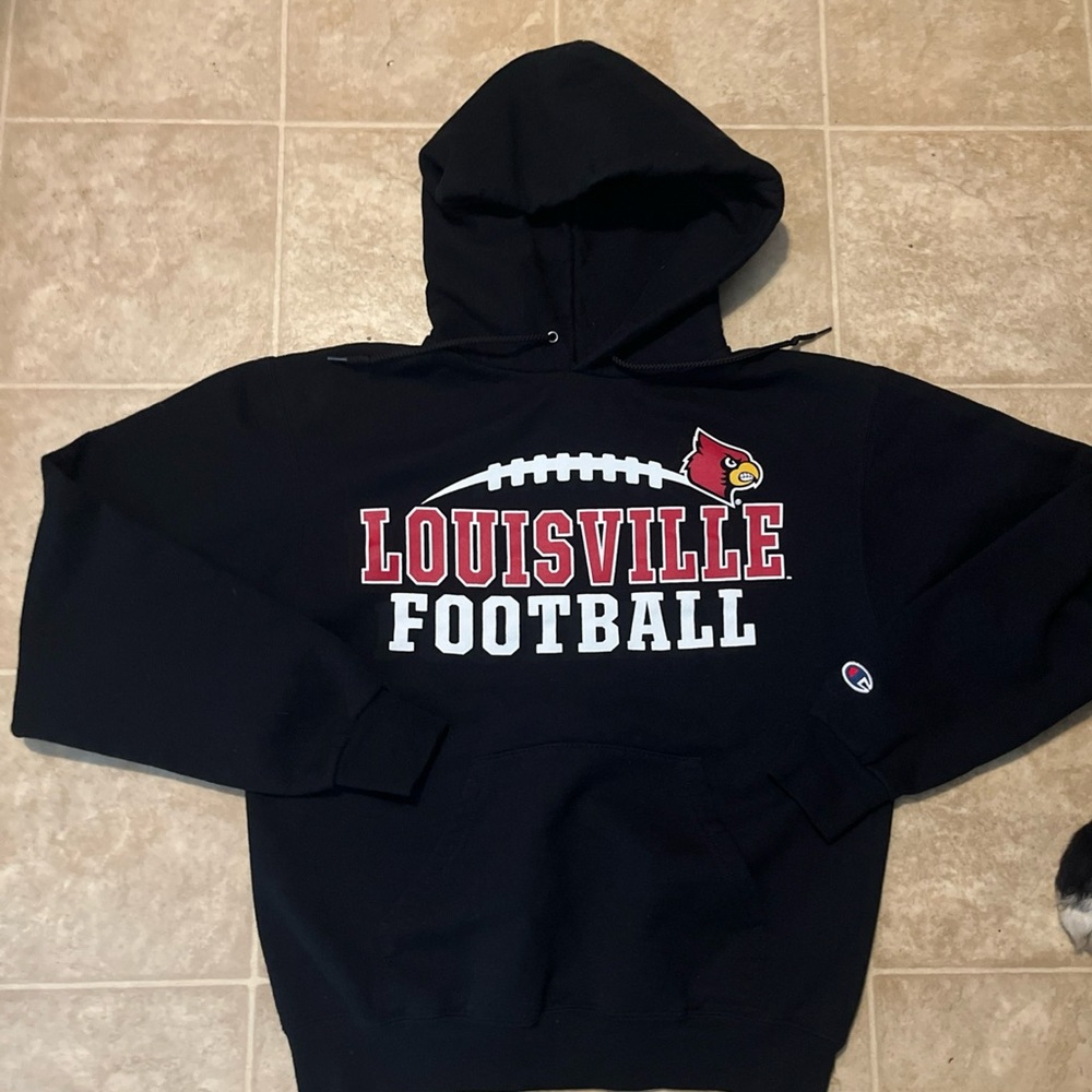 Champion eco fleece Louisville Cardinals football hooded pullover sweatshirt